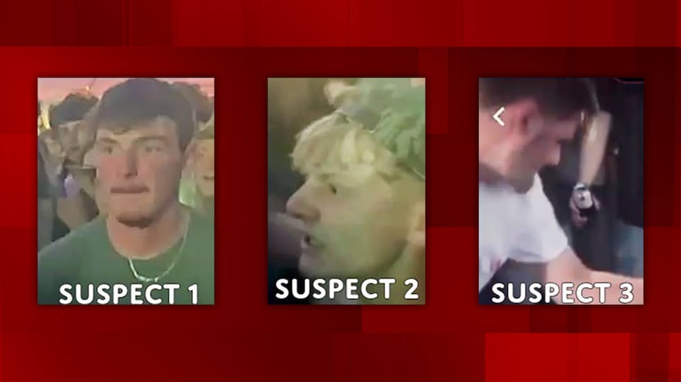 Bloomington Police have released photos of three suspects they believe beat a man attending...