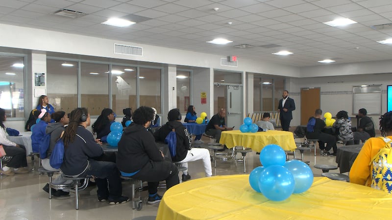 Peoria Council Member Andre Allan speaks to teens at the Annual Youth Summit at Manual High...
