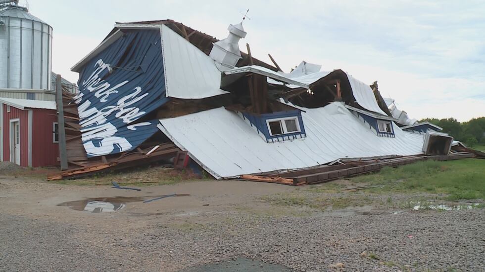 Culver's Barn in Beaver Dam destroyed after storms on Wednesday.
