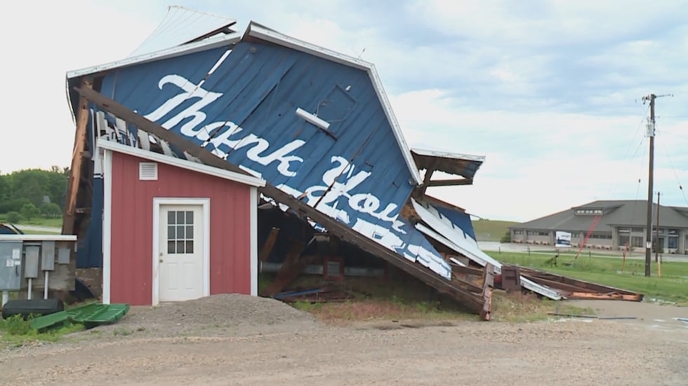 Culver's Barn in Beaver Dam destroyed after storms on Wednesday.